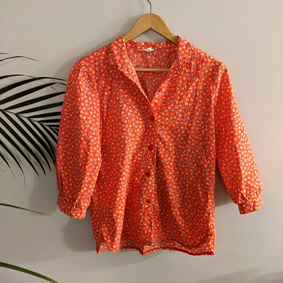 Vintage Coral Button-up - Picture 1 of 6